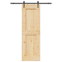 Produktbild för Skjutdörr med beslag 70x210 cm massiv furu