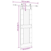 Produktbild för Skjutdörr med beslag 70x210 cm massiv furu