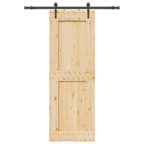 vidaXL Skjutdörr med beslag 80x210 cm massiv furu