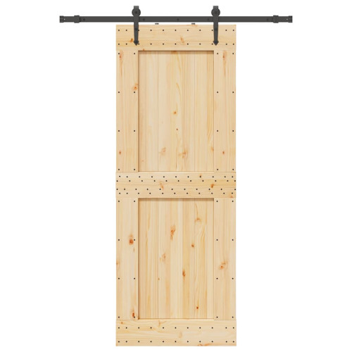 vidaXL Skjutdörr med beslag 85x210 cm massiv furu