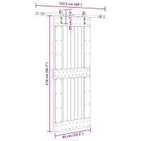 Produktbild för Skjutdörr med beslag 85x210 cm massiv furu