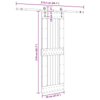 Produktbild för Skjutdörr med beslag 70x210 cm massiv furu