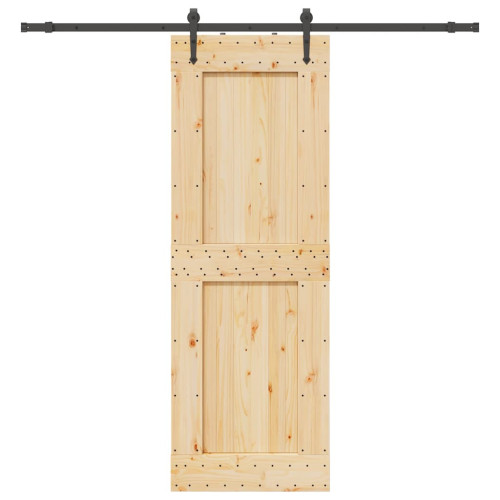 vidaXL Skjutdörr med beslag 80x210 cm massiv furu