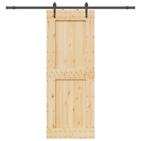 Produktbild för Skjutdörr med beslag 85x210 cm massiv furu