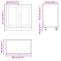 Produktbild för Diskbänk underskåp Porto svart 80x46x81,5 cm konstruerat trä