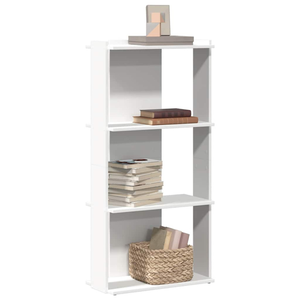 Produktbild för Bokhylla 3 hyllplan vit 60x30x120 cm konstruerat trä