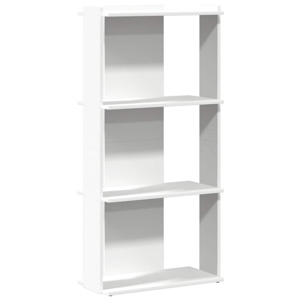 Produktbild för Bokhylla 3 hyllplan vit 60x30x120 cm konstruerat trä