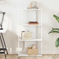 Produktbild för Bokhylla 3 hyllplan vit 60x30x120 cm konstruerat trä