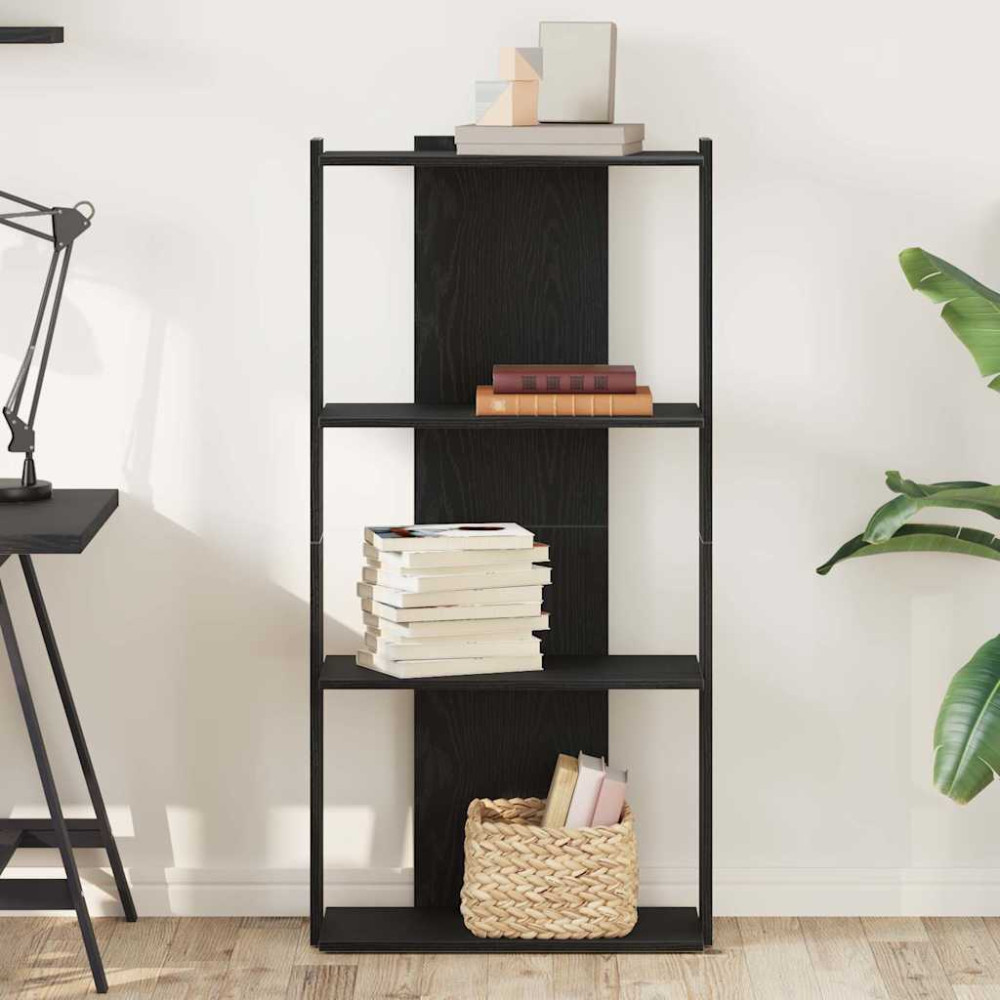 Produktbild för Bokhylla 3 hyllplan svart 60x30x120 cm konstruerat trä