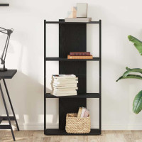 Produktbild för Bokhylla 3 hyllplan svart 60x30x120 cm konstruerat trä