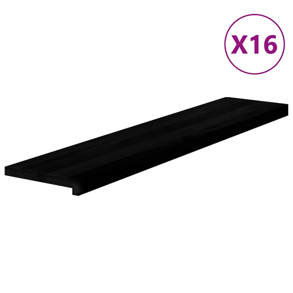 Produktbild för Trappstegsmattor 16 pcs brunsvart 120x30x2 cm massiv ek