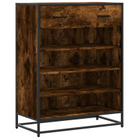 Produktbild för Skoskåp rökfärgad ek 75x38x97,5 cm konstruerat trä och metall