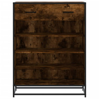 Produktbild för Skoskåp rökfärgad ek 75x38x97,5 cm konstruerat trä och metall
