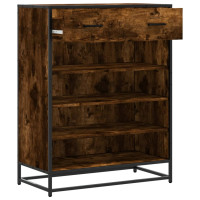 Produktbild för Skoskåp rökfärgad ek 75x38x97,5 cm konstruerat trä och metall