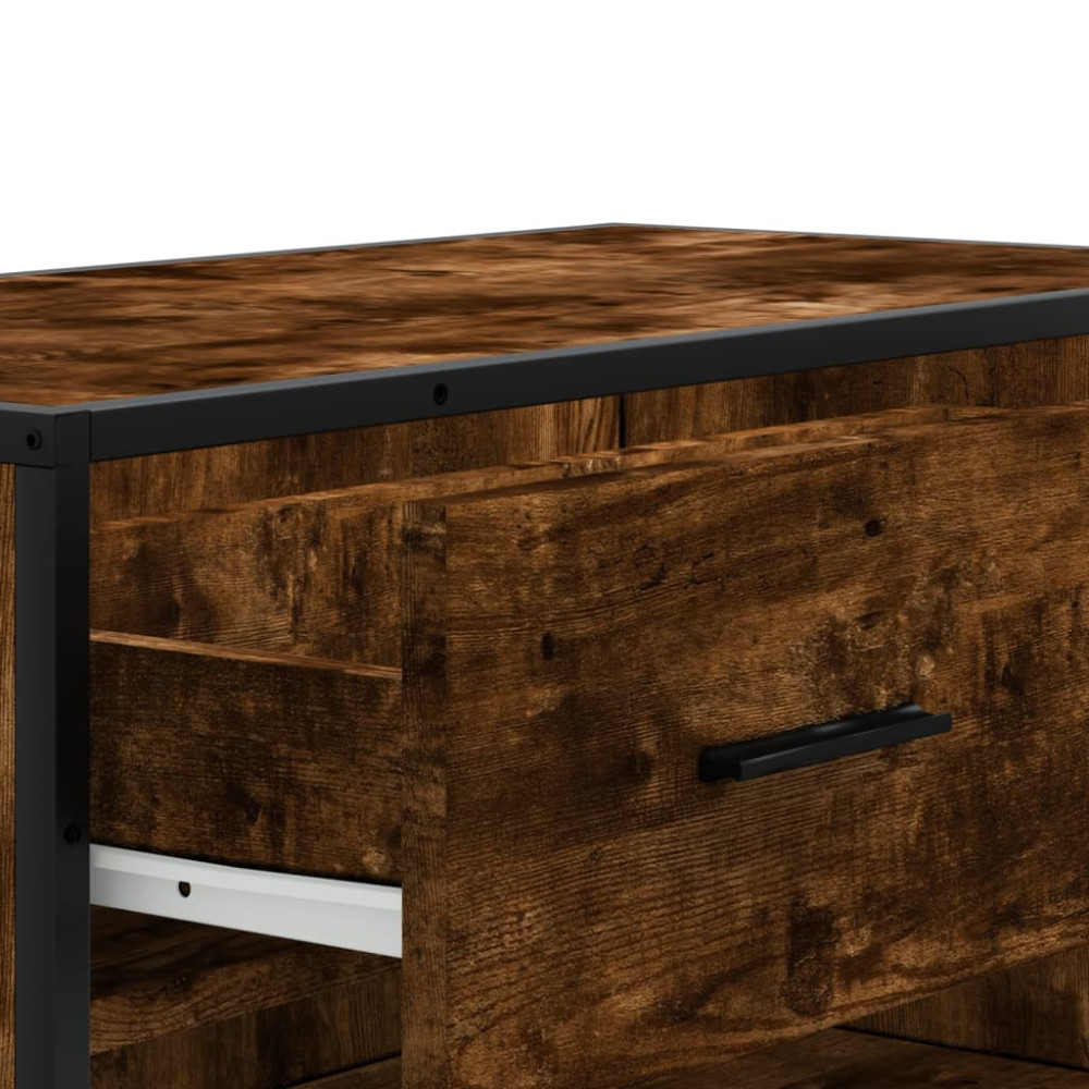 Produktbild för Skoskåp rökfärgad ek 75x38x97,5 cm konstruerat trä och metall