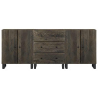 Produktbild för Sidobord 3 delar svart 60x33x75 cm massivt mangoträ
