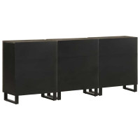 Produktbild för Sidobord 3 delar svart 60x33x75 cm massivt mangoträ
