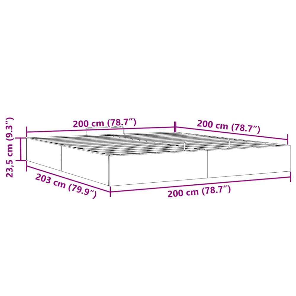Produktbild för Ottoman sängram utan madrass vit 200x200 cm konstläder