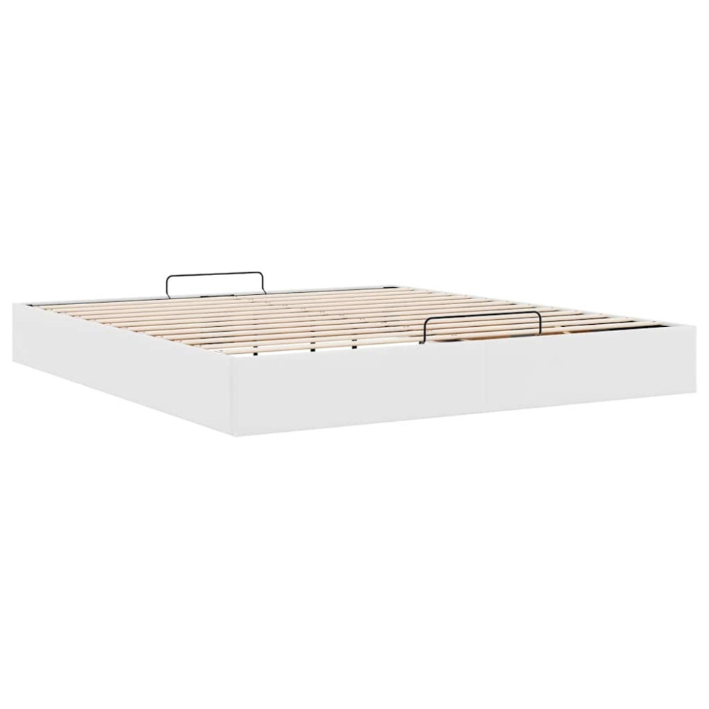 Produktbild för Ottoman sängram utan madrass vit 200x200 cm konstläder