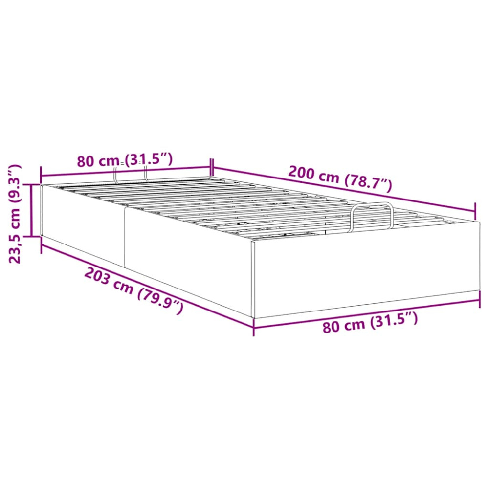 Produktbild för Ottoman sängram utan madrass blå 80x200 cm tyg