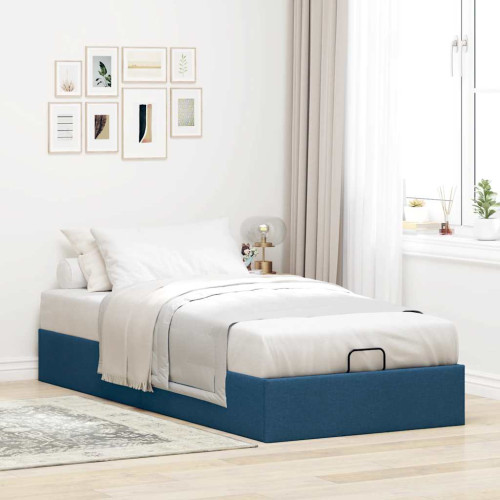 vidaXL Ottoman sängram utan madrass blå 90x190 cm tyg