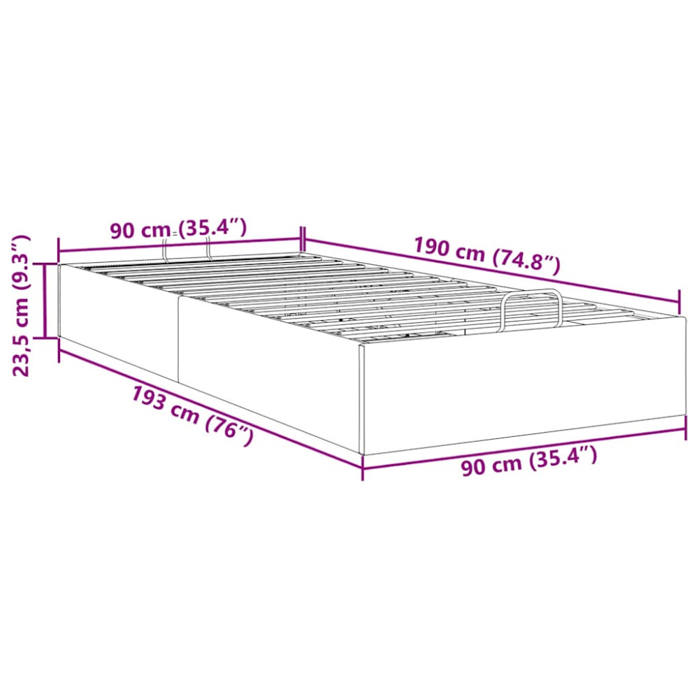 Produktbild för Ottoman sängram utan madrass blå 90x190 cm tyg