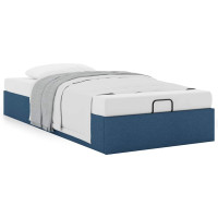 Produktbild för Ottoman sängram utan madrass blå 90x190 cm tyg