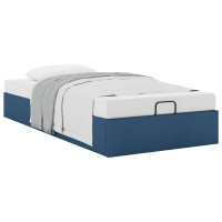 Produktbild för Ottoman sängram utan madrass blå 90x190 cm tyg