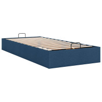 Produktbild för Ottoman sängram utan madrass blå 90x190 cm tyg