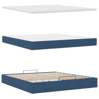 Produktbild för Ottoman sängram med madrass blå 160x200 cm tyg