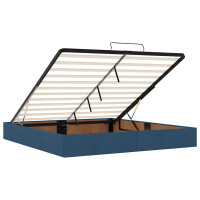 Produktbild för Ottoman sängram med madrass blå 160x200 cm tyg