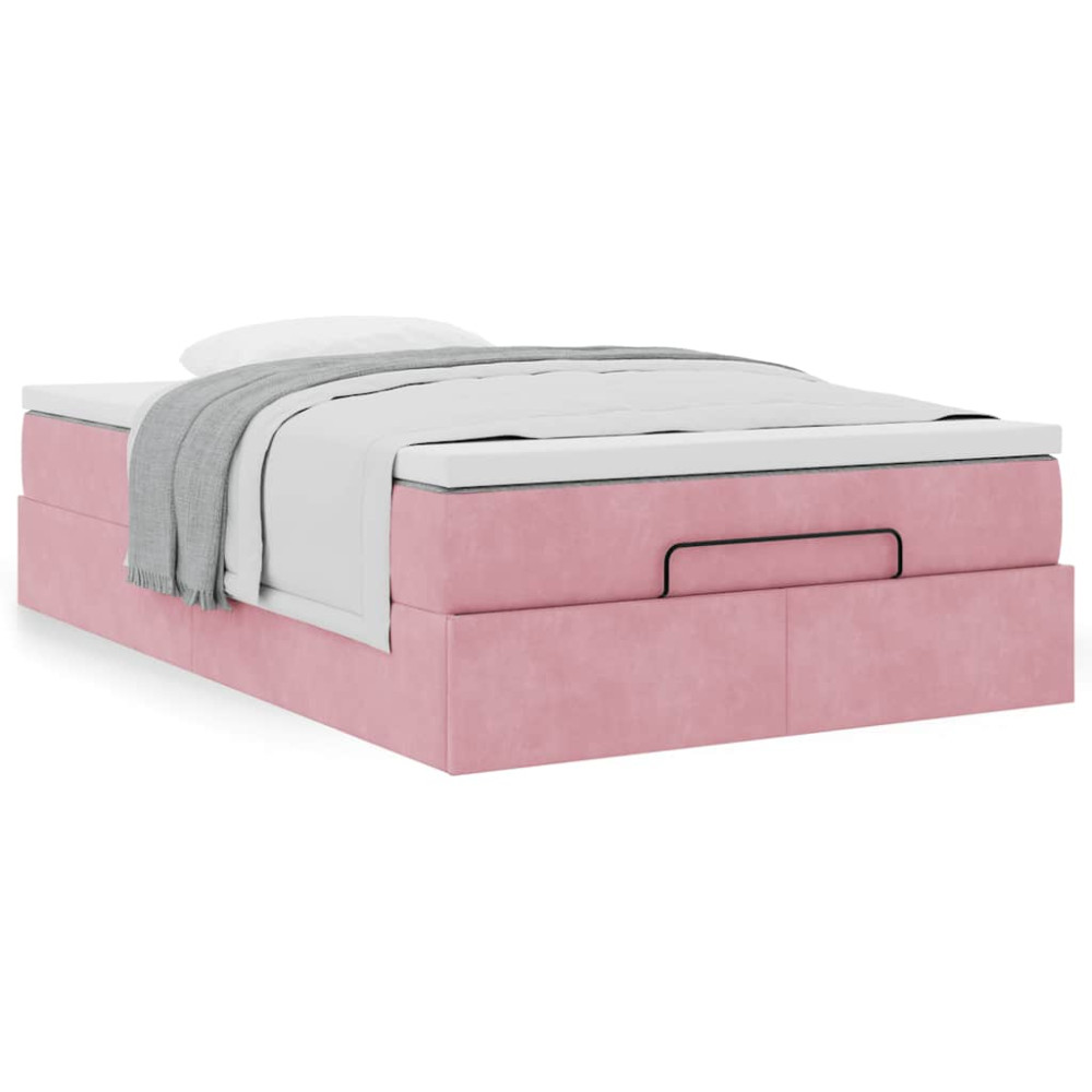 Produktbild för Ottoman sängram med madrass rosa 120x200 cm sammet