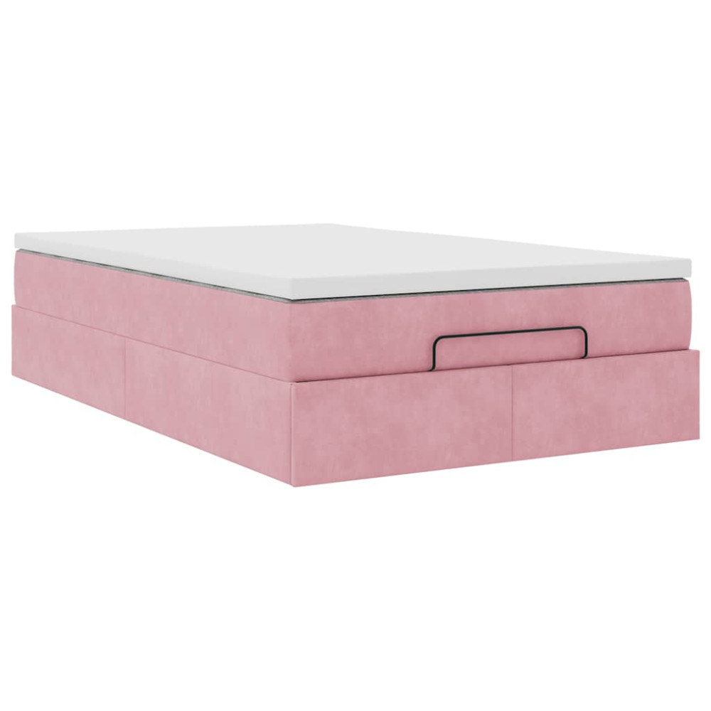 Produktbild för Ottoman sängram med madrass rosa 120x200 cm sammet