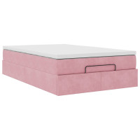 Produktbild för Ottoman sängram med madrass rosa 120x200 cm sammet