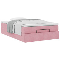 Produktbild för Ottoman sängram med madrass rosa 120x200 cm sammet