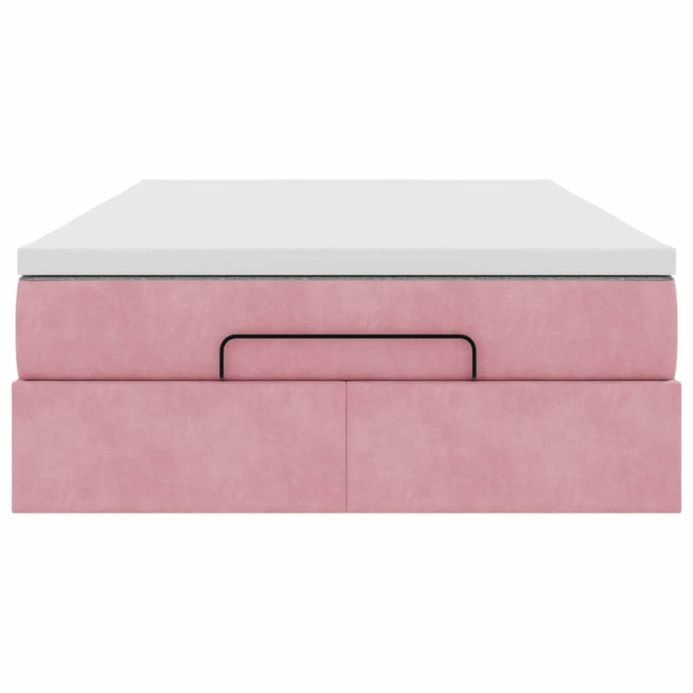 Produktbild för Ottoman sängram med madrass rosa 120x200 cm sammet