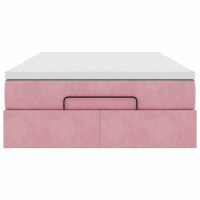 Produktbild för Ottoman sängram med madrass rosa 120x200 cm sammet