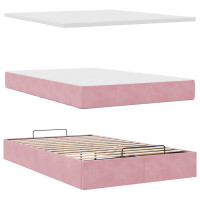 Produktbild för Ottoman sängram med madrass rosa 120x200 cm sammet