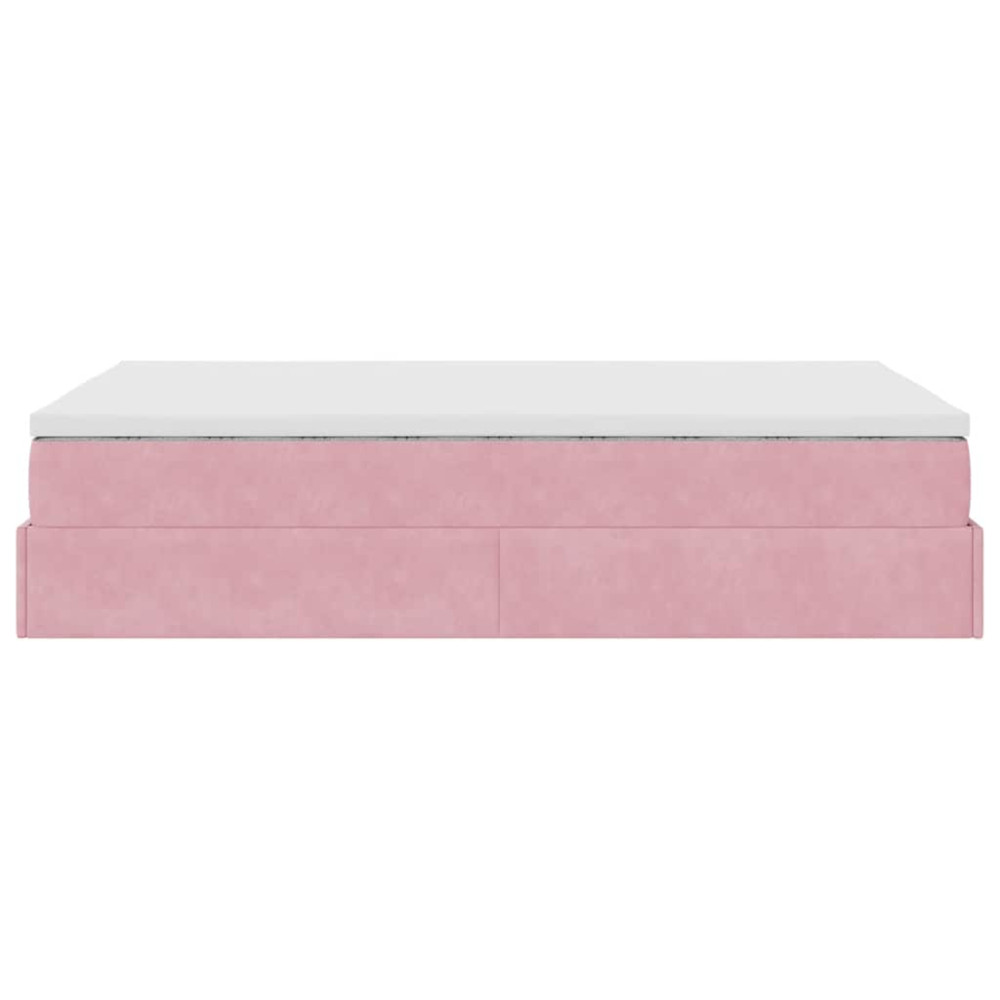 Produktbild för Ottoman sängram med madrass rosa 120x200 cm sammet