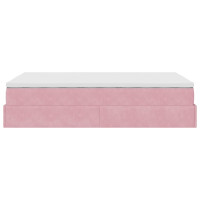 Produktbild för Ottoman sängram med madrass rosa 120x200 cm sammet