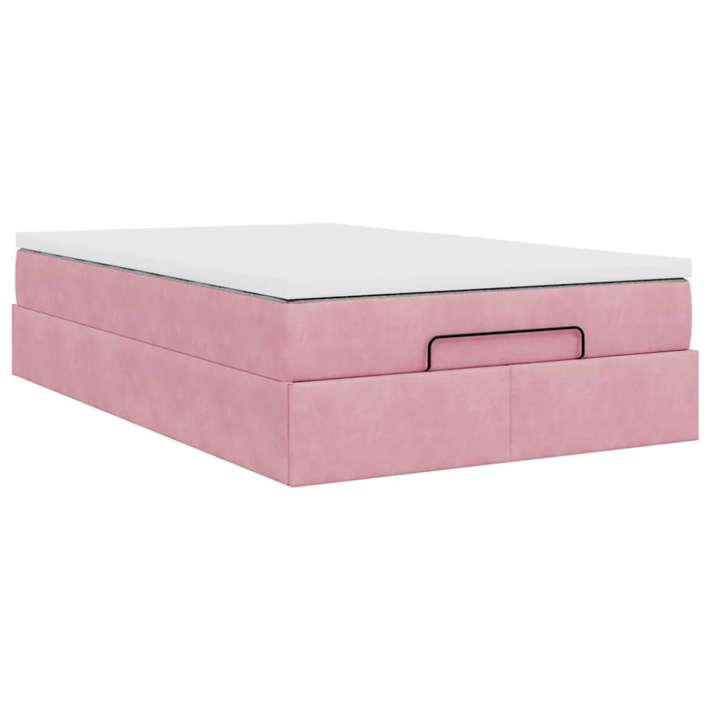 Produktbild för Ottoman sängram med madrass rosa 120x200 cm sammet