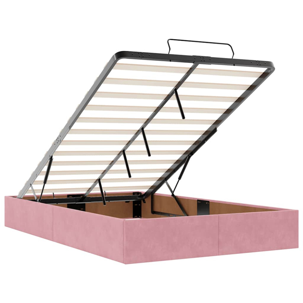 Produktbild för Ottoman sängram med madrass rosa 120x200 cm sammet