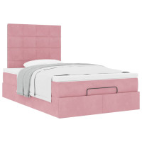 Produktbild för Ottoman sängram med madrasser rosa 120x190 cm sammet