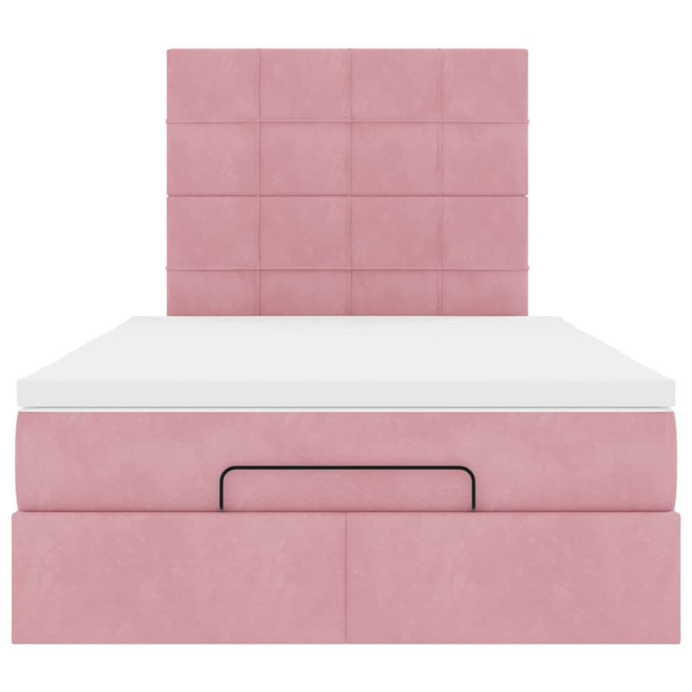 Produktbild för Ottoman sängram med madrasser rosa 120x190 cm sammet