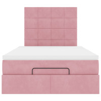 Produktbild för Ottoman sängram med madrasser rosa 120x190 cm sammet