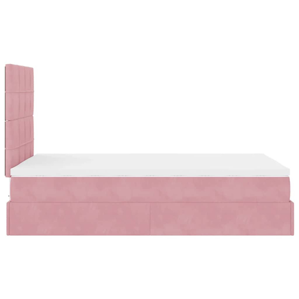 Produktbild för Ottoman sängram med madrasser rosa 120x190 cm sammet