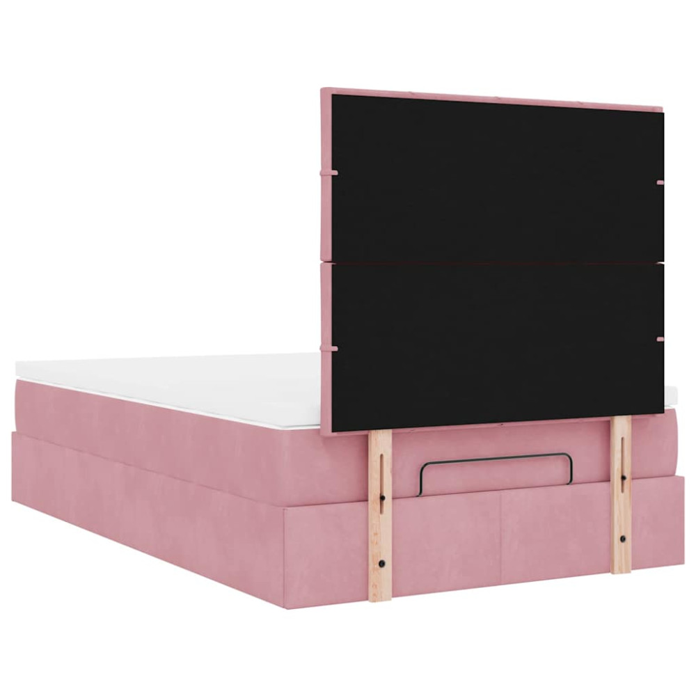 Produktbild för Ottoman sängram med madrasser rosa 120x190 cm sammet