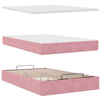 Produktbild för Ottoman sängram med madrasser rosa 120x190 cm sammet
