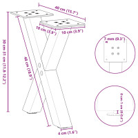 Produktbild för Soffbordsben X-formade 2 st svart 40x(30-31) cm stål