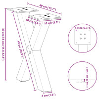 Produktbild för Soffbordsben X-formade 2 st antracit 40x(30-31) cm stål